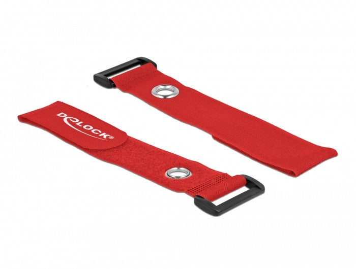DeLOCK Klettkabelbinder, 38 mm × 0,28 m, Rot, 3 Stück