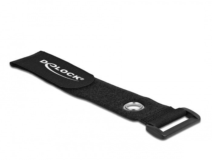 DeLOCK Klettkabelbinder, 25 mm × 0,19 m, schwarz, 5 Stück