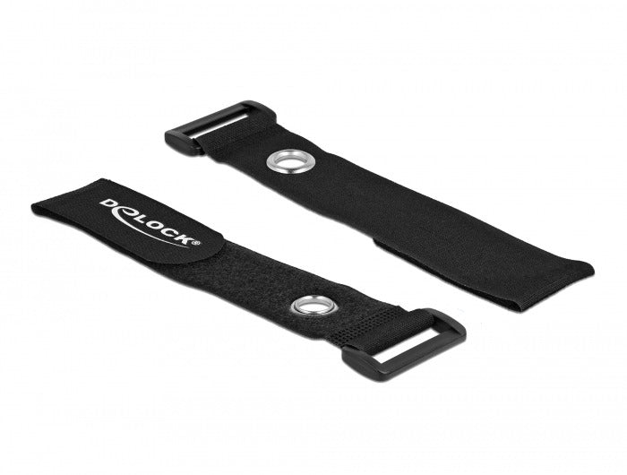 DeLOCK Klettkabelbinder, 25 mm × 0,19 m, schwarz, 5 Stück