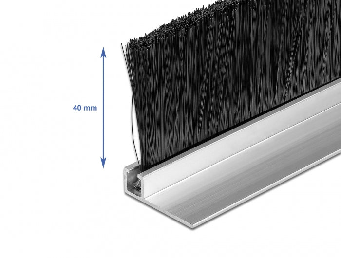 DeLOCK Bürstenstreifen Alu-Profil (gewinkelt) – Silber, 40 mm × 1 m