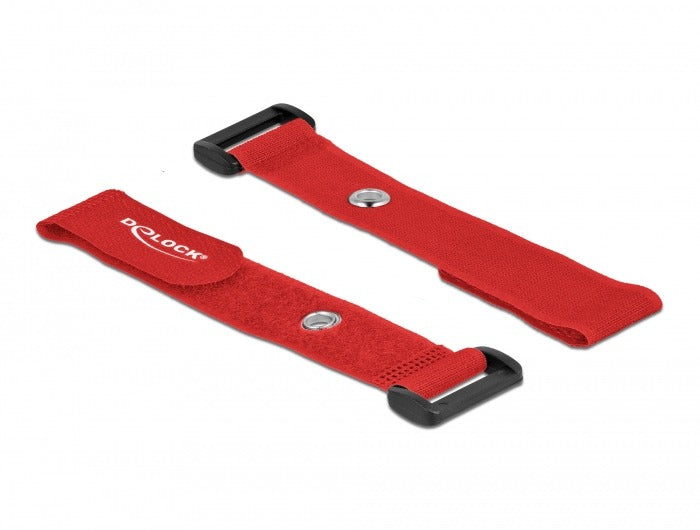DeLOCK Klettkabelbinder 190×25 mm, 5er-Pack – Rot
