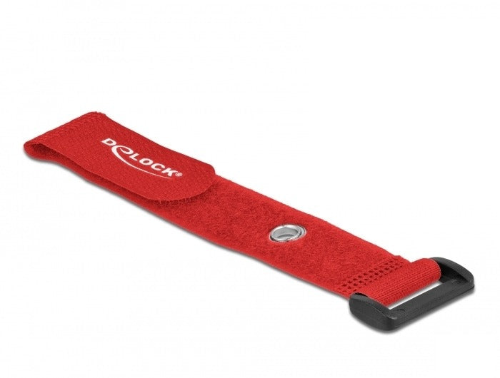 DeLOCK Klettkabelbinder 190×25 mm, 5er-Pack – Rot