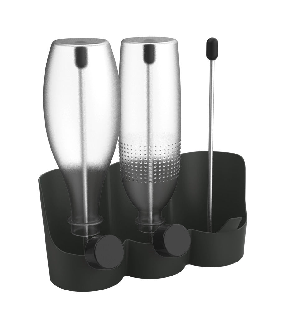 Wenko Flaschenhalter Filia – für 3 Flaschen – Kunststoff/Edelstahl – schwarz – 29 × 27 × 12,5 cm