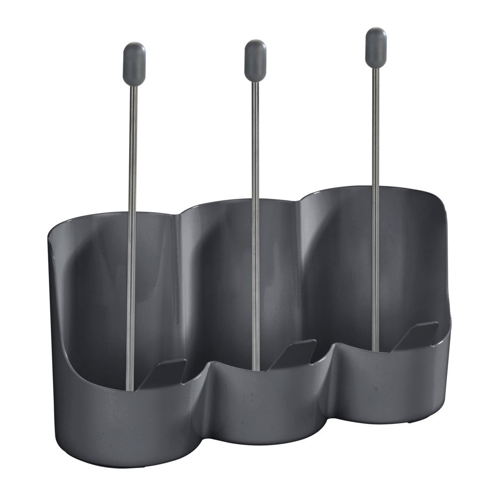 Wenko Flaschenhalter Filia – für 3 Flaschen – Kunststoff/Edelstahl – schwarz – 29 × 27 × 12,5 cm
