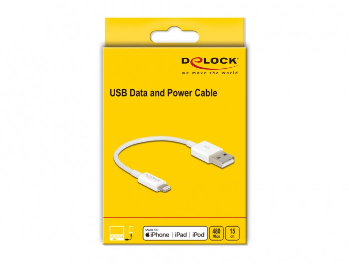 DeLOCK Daten- & Ladekabel – USB-A auf Lightning 0,15 m, MFi zertifiziert – für iPhone/iPad