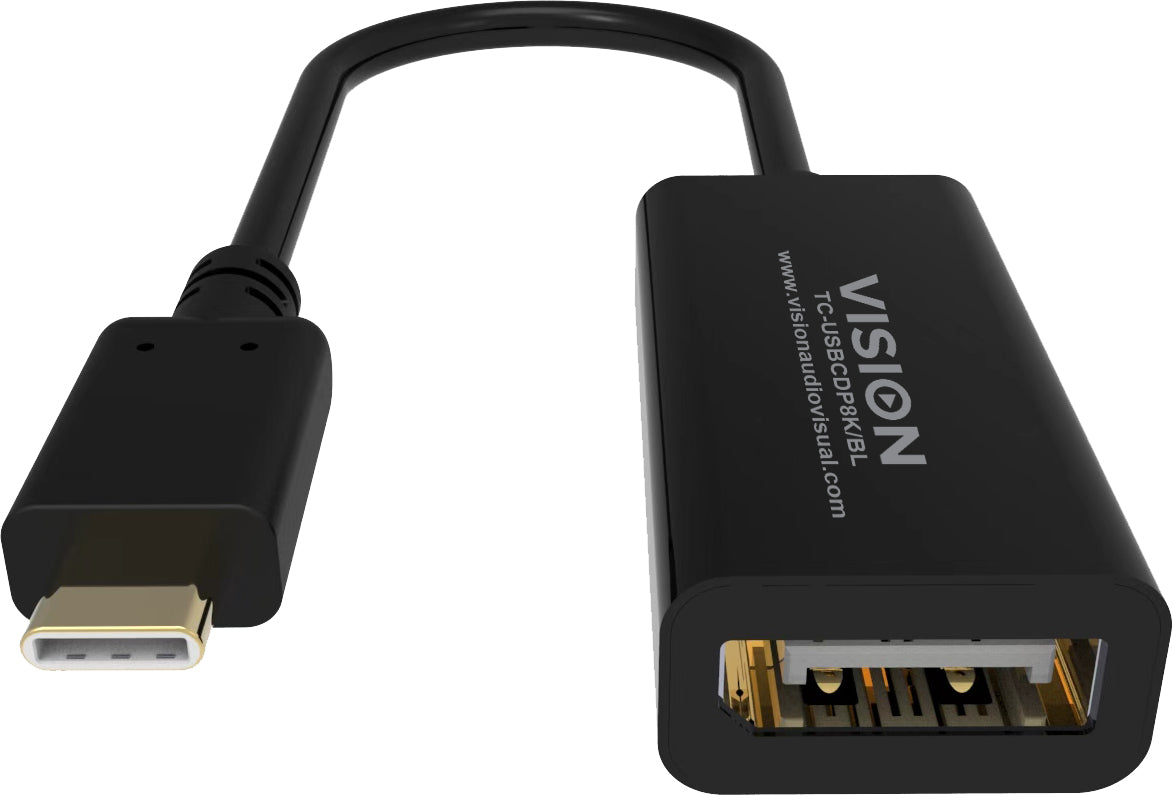 Vision TC-USBCDP8K/BL Adapter USB-C zu DisplayPort – 8K (7680 × 4320) @ 60 Hz – Schwarz
