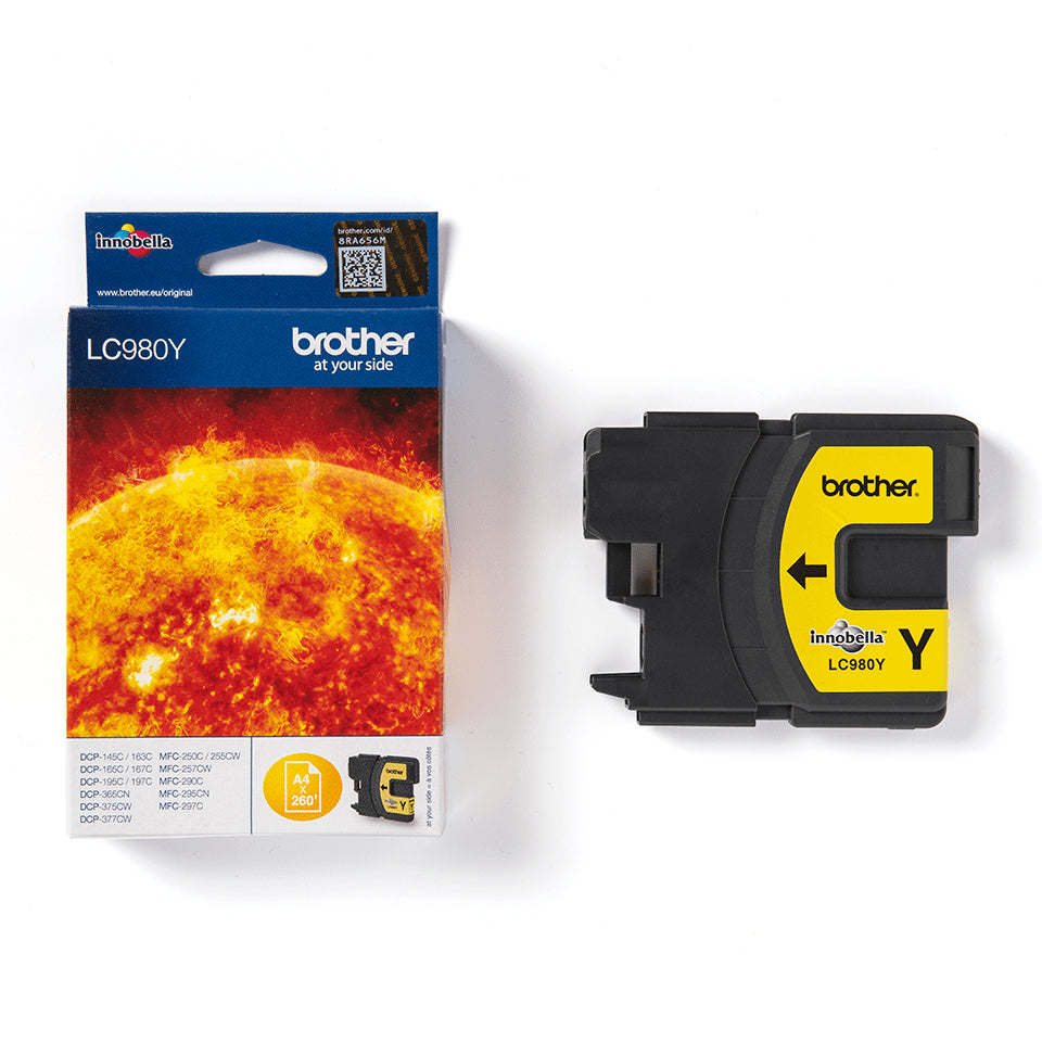 Brother Tintenpatrone LC980Y, Gelb – für DCP-145C, DCP-165C, DCP-195C und andere