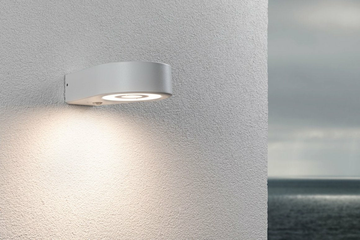 Paulmann Aussenwandleuchte – Warmweiss, 3000 K – IP44 – Netzbetrieb – mit Bewegungsmelder – Weiss, Aluminium