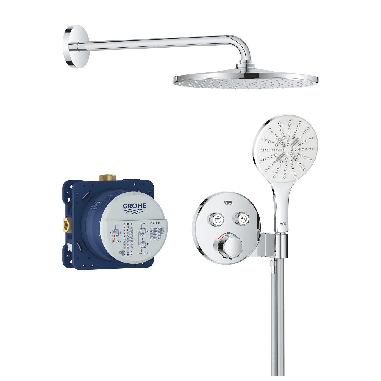 GROHE Badebatterie Smart Control (Unterputz) – Unterputzmischer, Kunststoff, Chrom