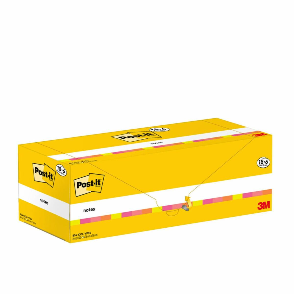 Post-it Haftnotizen – 76 × 76 mm – Mehrfarbig, 100 Blatt/Block, 24er-Pack, PEFC