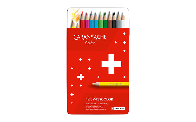Caran d-Ache Caran d'Ache Buntstifte Swisscolor – 12 Farben, im Metalletui, Ø 2,8 mm, FSC