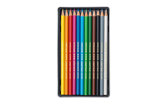 Caran d-Ache Caran d'Ache Buntstifte Swisscolor – 12 Farben, im Metalletui, Ø 2,8 mm, FSC