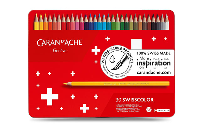 Caran d-Ache Caran d'Ache Buntstift Swisscolor 1285.73, mehrfarbig, 30er-Pack – wasservermalbar, Strichbreite 2,8 mm
