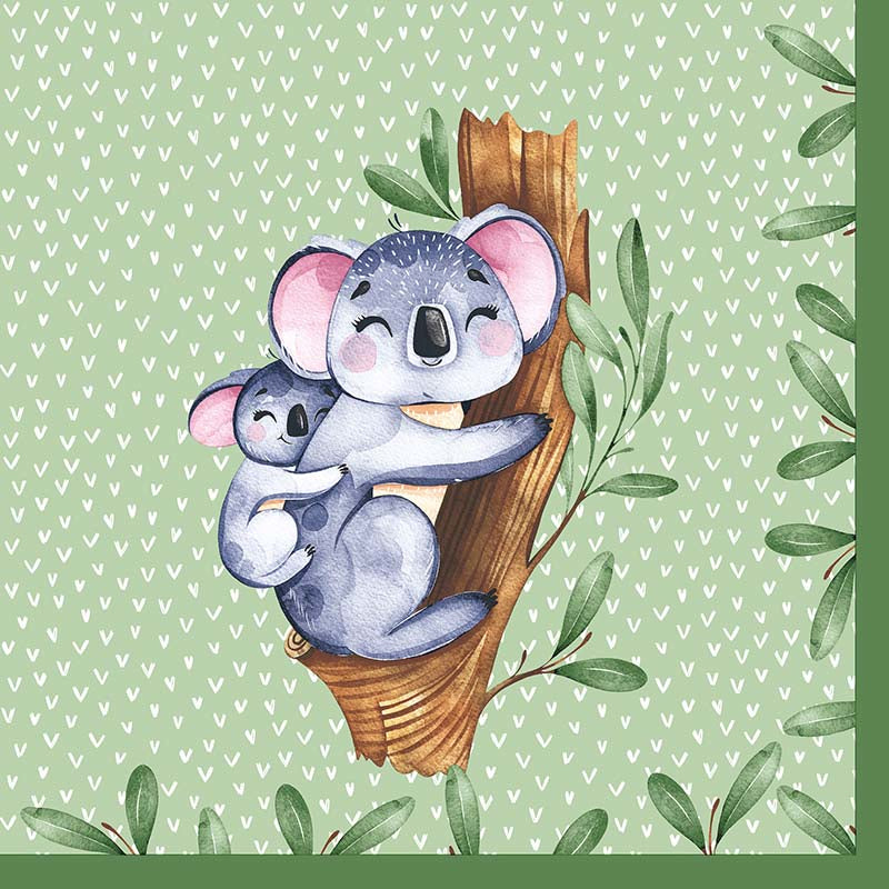 Paper + Design Servietten Koalas – 33 × 33 cm, 3-lagig – 20 Stück