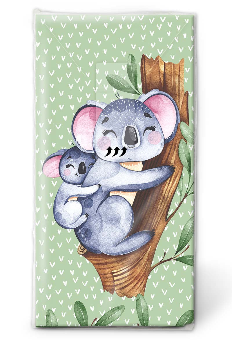 Paper + Design Taschentücher Koalas – 4-lagig, 220 × 210 mm – 10 Taschentücher – FSC