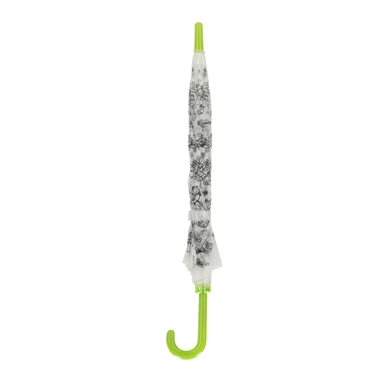 Esschert Design Kinderregenschirm – Ø 70,5 cm – Weiss Vögel – zum Ausmalen, mit Markern