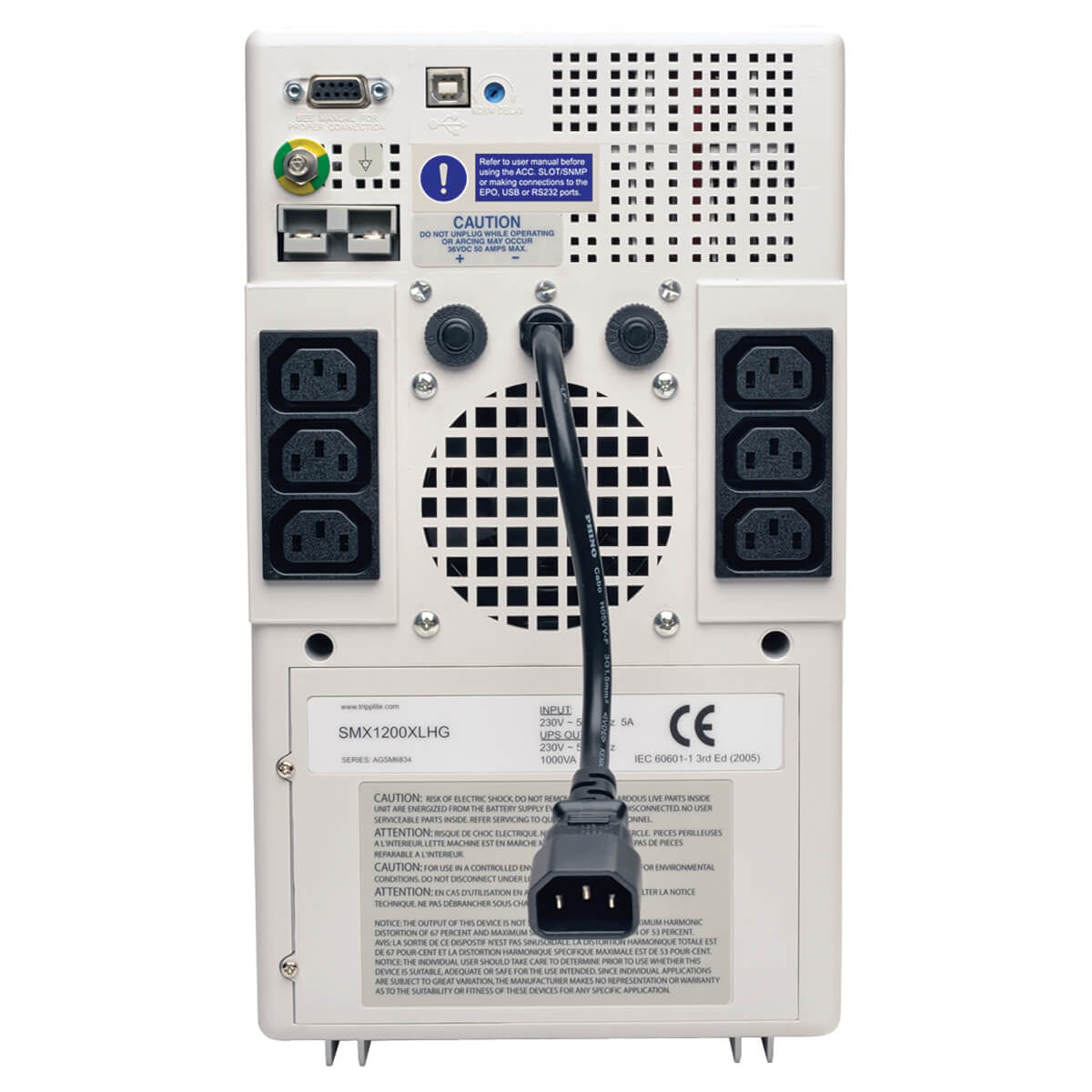 Tripp Lite SMX1200XLHG USV 1 kVA/750 W Line-Interaktiv – Tower – C13×6, Eingang IEC C14 – weiss