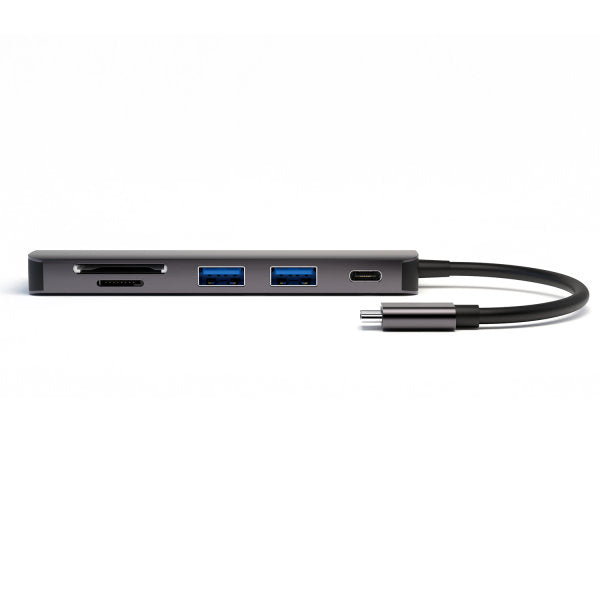 4smarts 4S468782 Multiport-Adapter – USB-C, 1× HDMI, 2× USB-A, 100 W PD, SD/microSD, für Geräte mit USB-C