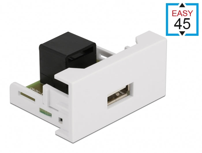DeLOCK Easy 45 Modul 22,5 × 45 mm Netzwerkadapter USB-A zu RJ-45 – USB 2.0 (480 Mbit/s), Weiss