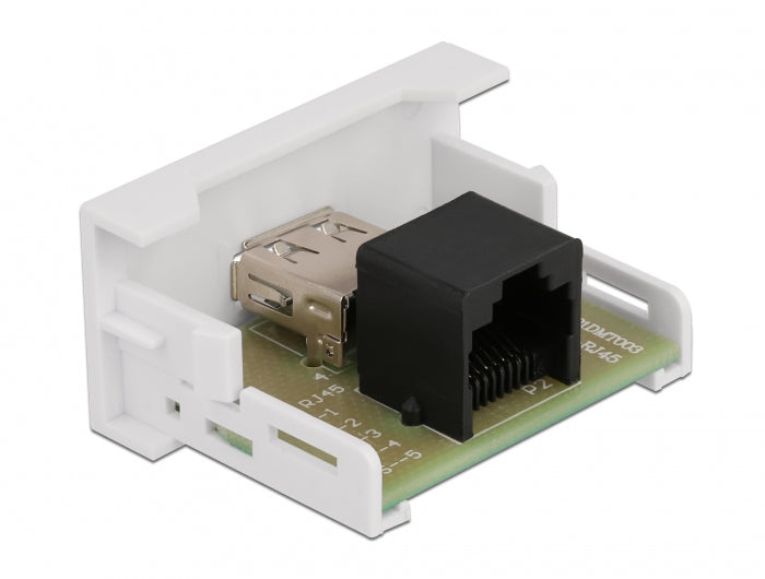DeLOCK Easy 45 Modul 22,5 × 45 mm Netzwerkadapter USB-A zu RJ-45 – USB 2.0 (480 Mbit/s), Weiss