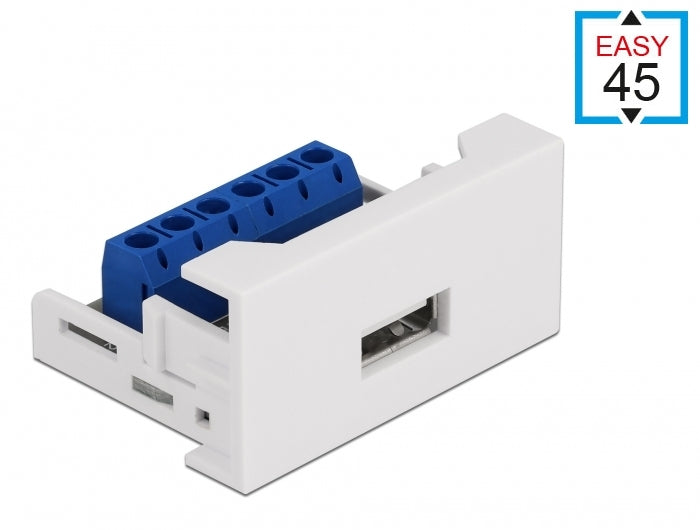 DeLOCK Easy 45 Modul Adapter USB-A Buchse zu Terminalblock – USB 2.0 (480 Mbit/s) – 22,5 × 45 × 33 mm – Weiss