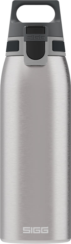 SIGG Shield One Trinkflasche 1 l – Edelstahl, Druckknopfdeckel, Gebürsteter Stahl