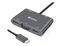 Sandberg Dockingstation – USB-C, 2× HDMI, 1× VGA, 1× USB-A