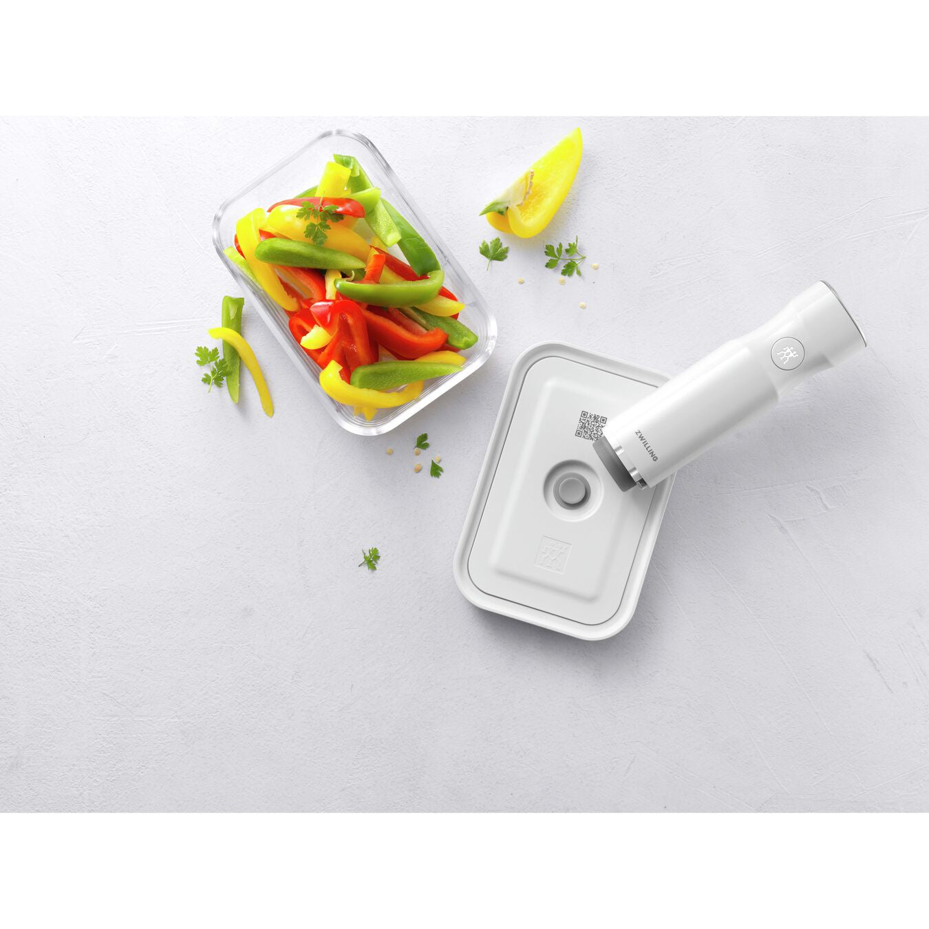 ZWILLING Vakuumbox M – 11,2 × 18,2 × 9,8 cm, 900 ml – für Vakuumierer, Glas, Grau
