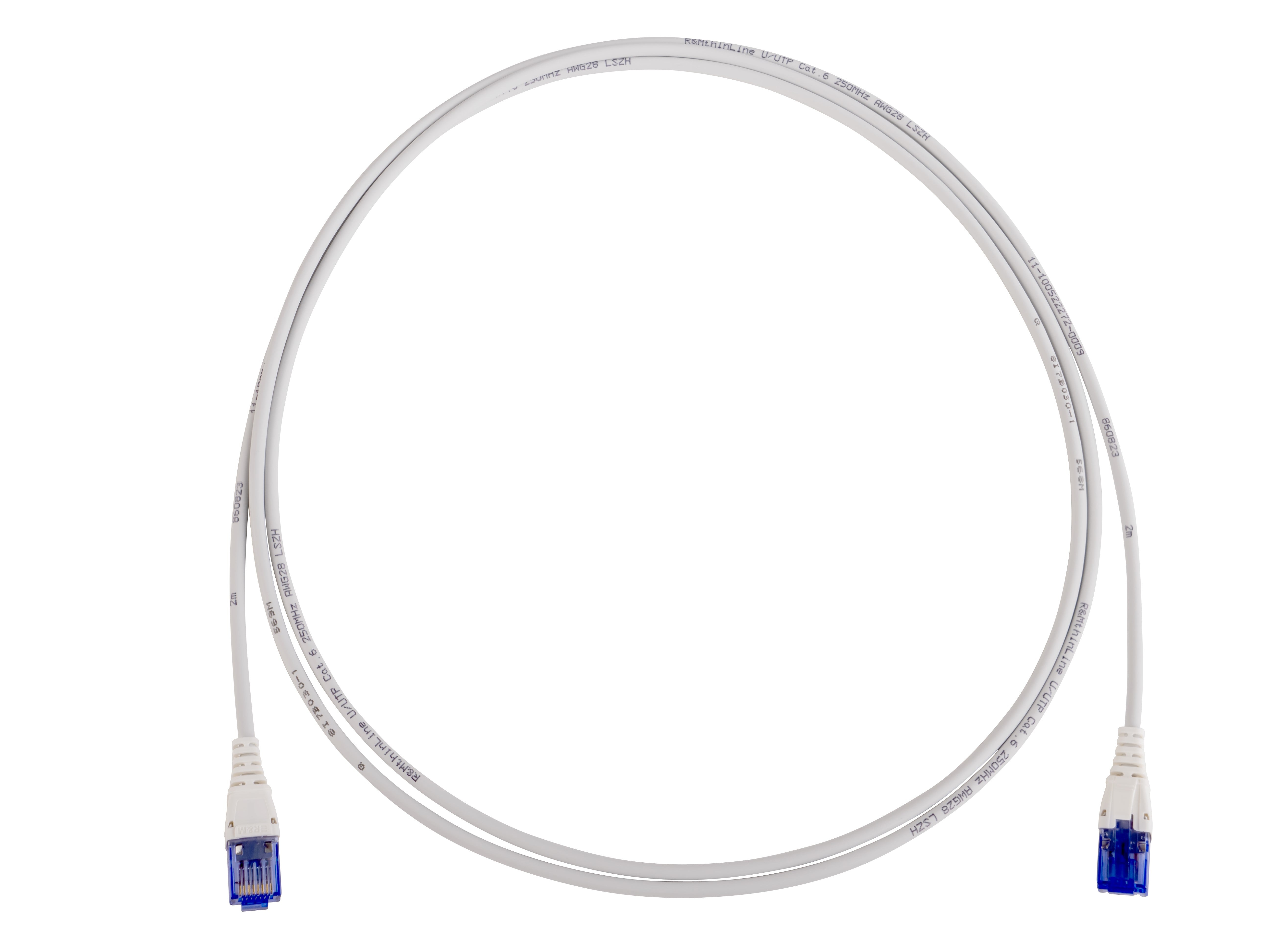 R&M Thin-Line Patchkabel – Cat 6 U/UTP, 5 m, Grau, LSZH, RJ-45