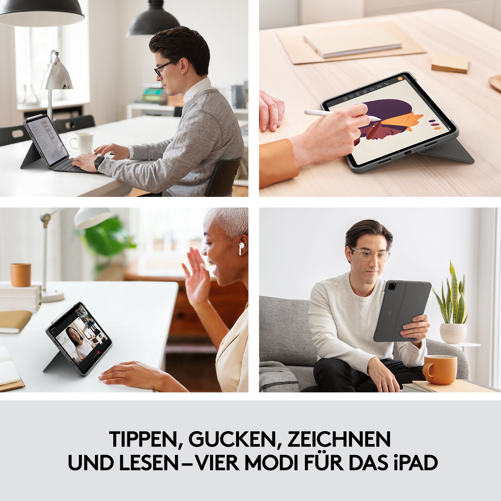 Logitech Combo Touch – Tastatur, US-Layout (EN), Grau – für iPad Pro 11"
