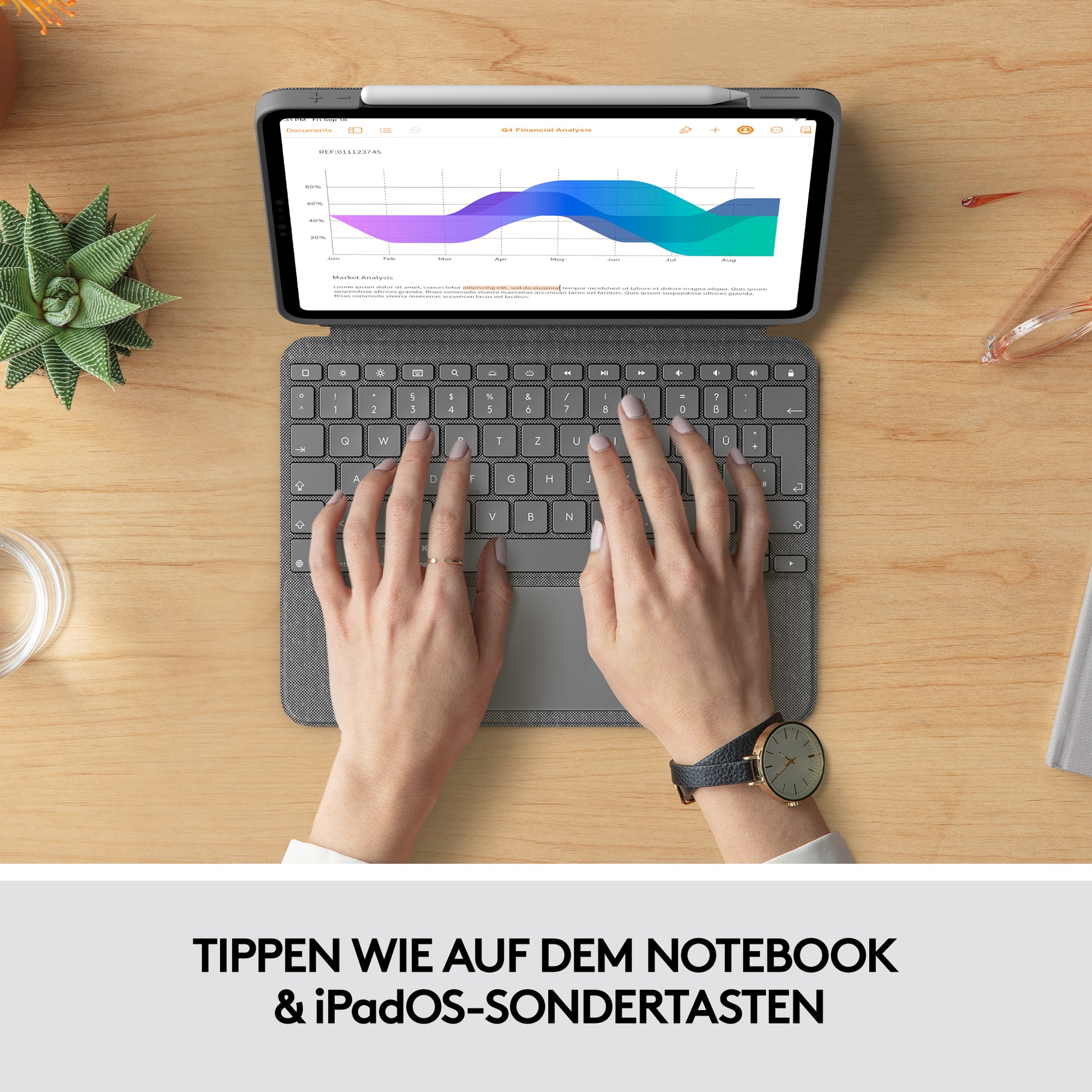 Logitech Combo Touch – Tastatur, US-Layout (EN), Grau – für iPad Pro 11"