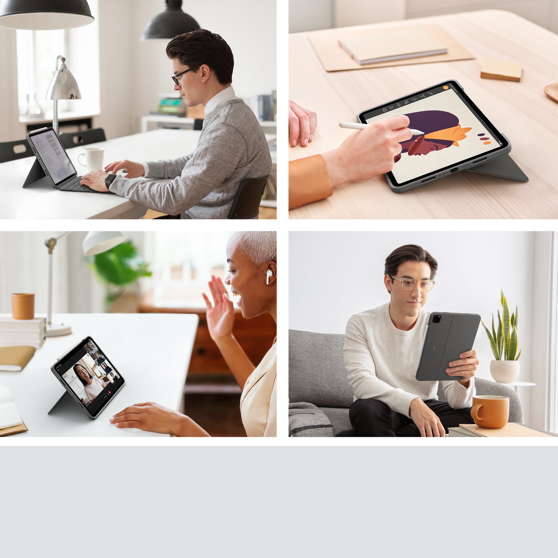 Logitech Combo Touch – Tastatur, CH-Layout (DE-CH), mit Touchpad, Grau – für iPad Pro 11"