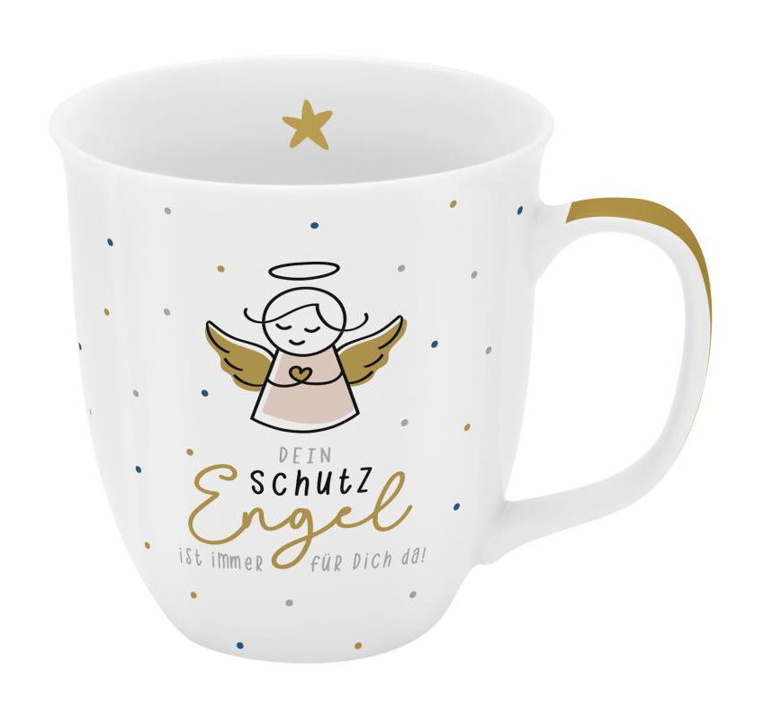 Sheepworld Tasse Engel – 400 ml, Ø 9,0 cm, H 10,0 cm, Porzellan, Weiss/Gold