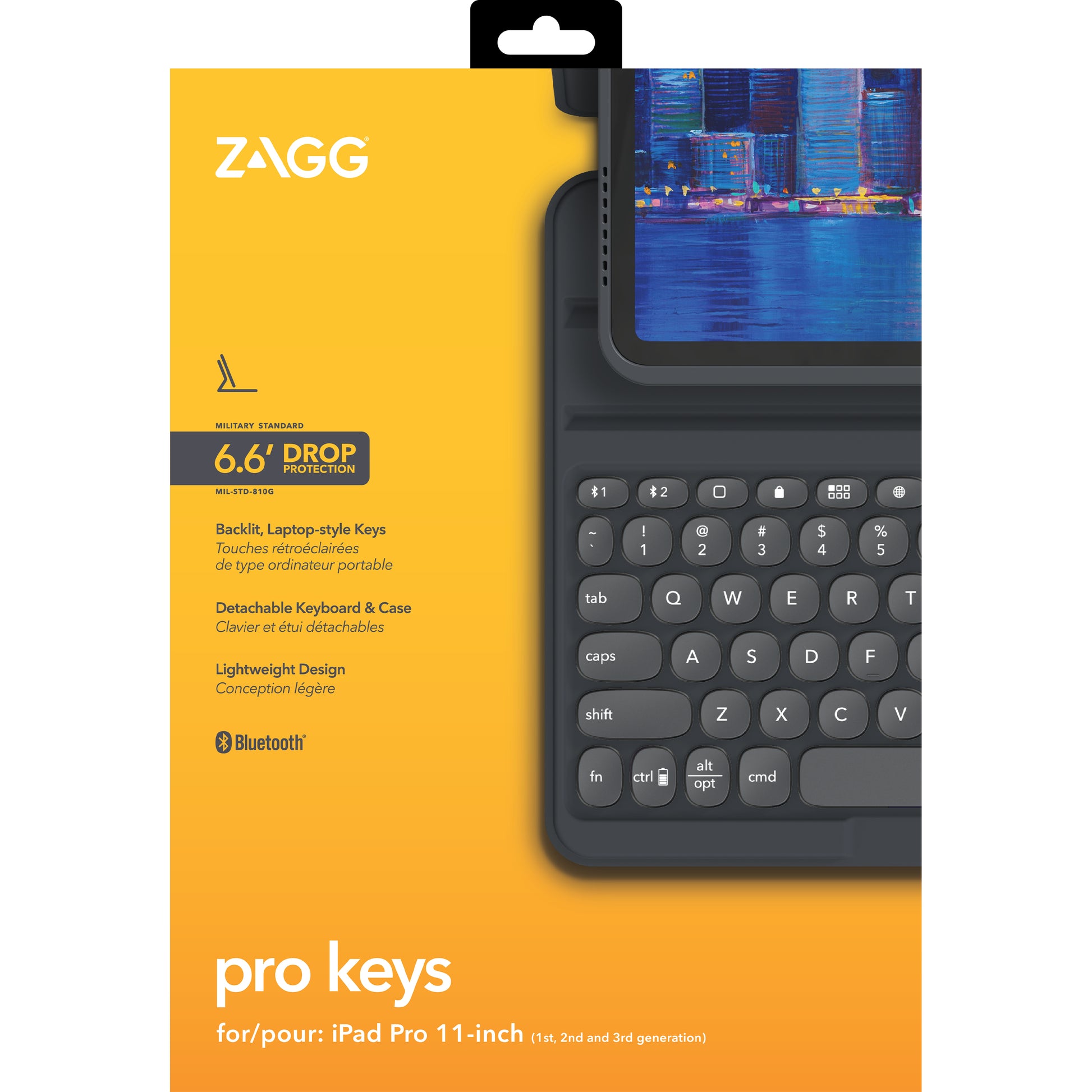 Zagg Keys Pro (französisches Layout) Tastatur – für Apple iPad 11", anthrazit