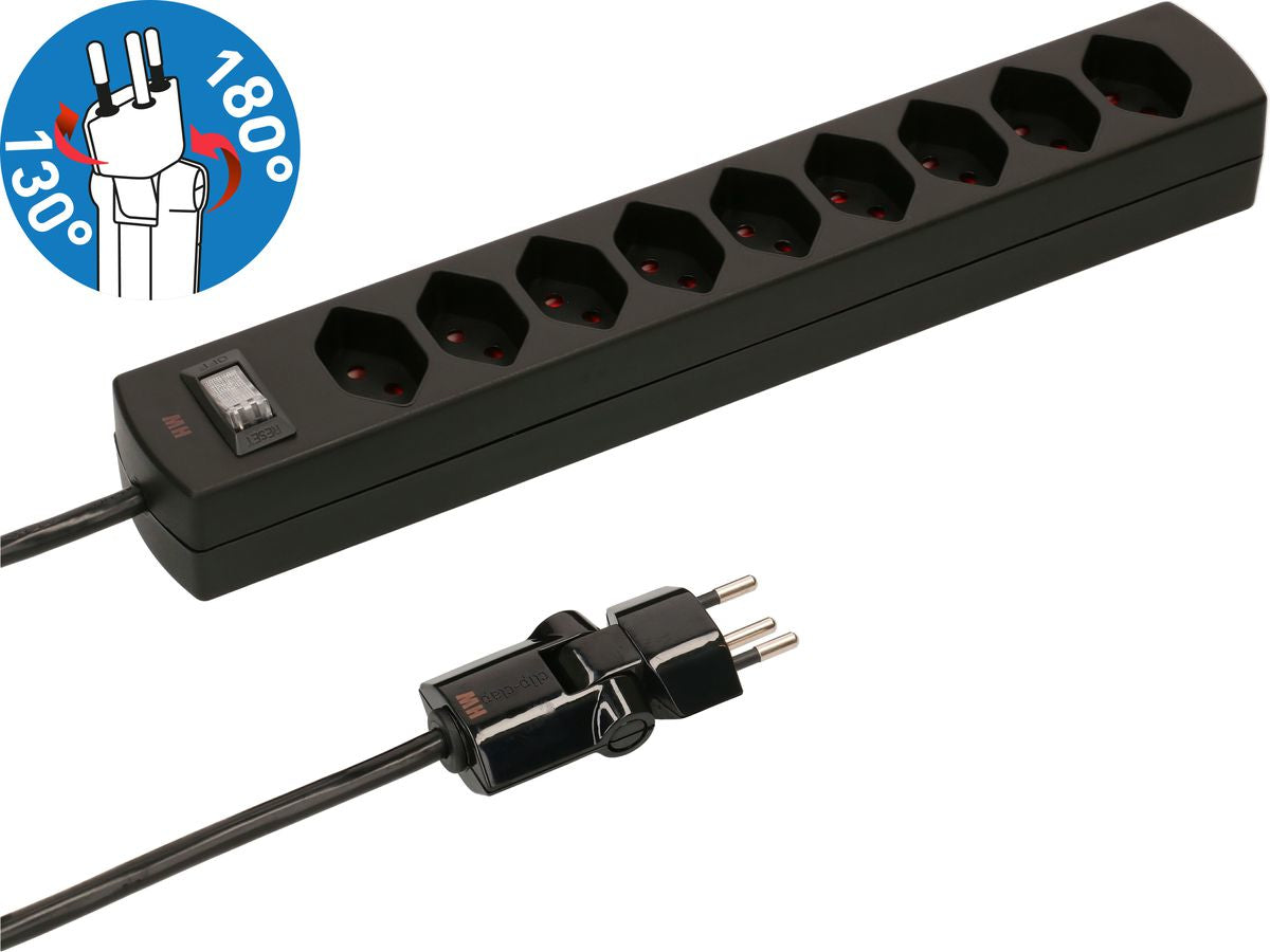 Max Hauri AG Max Hauri Cable Home 163996 Kabelbox mit Steckerleiste – 9 AC-Ausgänge, 2 m Kabel, Ein-/Ausschalter