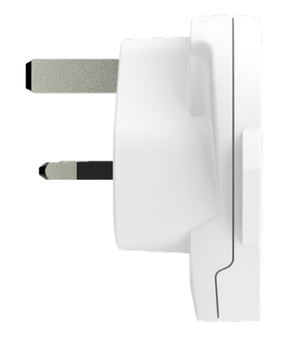 Skross Reiseadapter – 1× USB 5 V/2,4 A, max. 1750 W, 3-polig, geerdet – von Typ C/B/I → Typ G (VK) – weiss