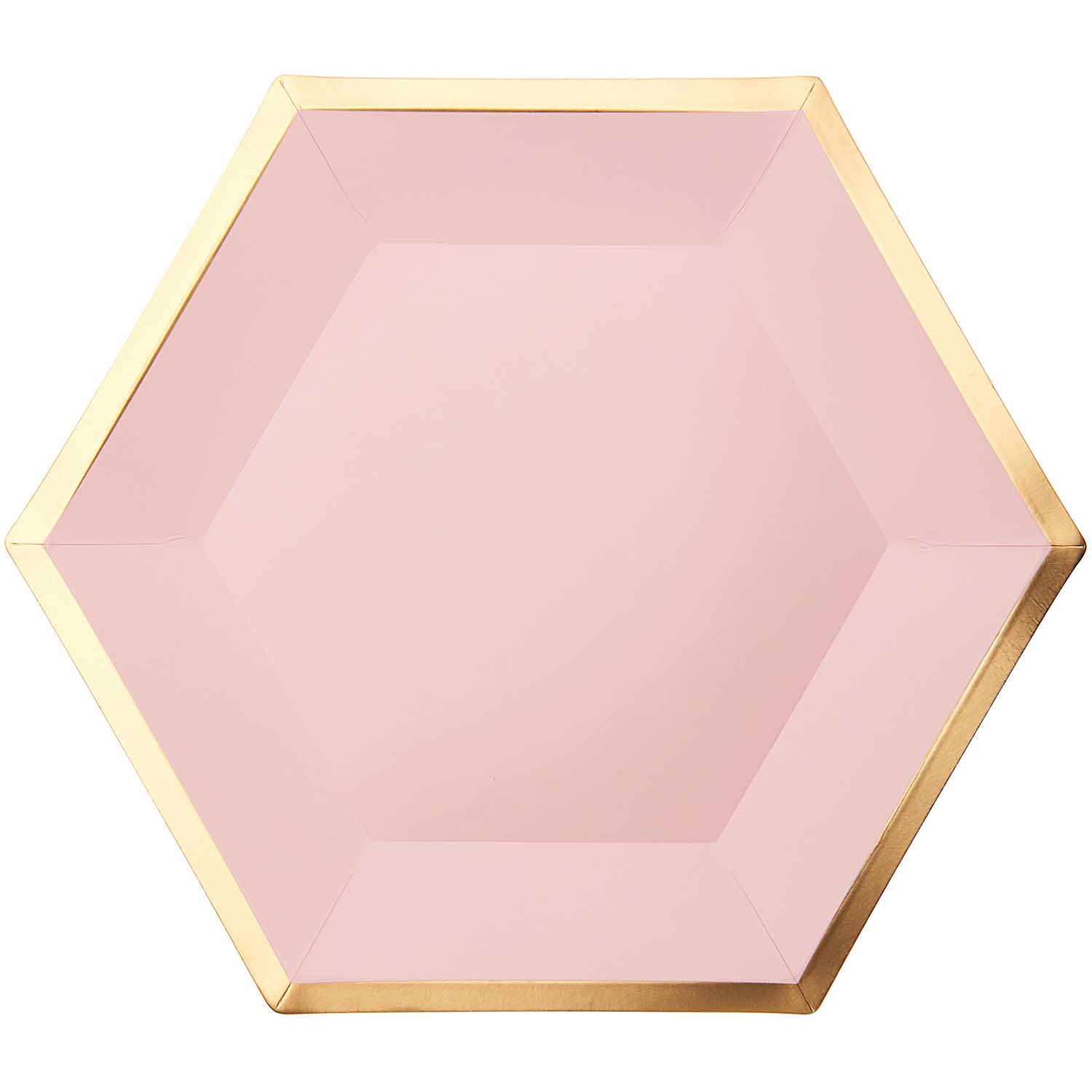 Rico Design Teller, Papier/Karton, Sechseck – 27 × 23,5 cm, Rosa/Gold – 10 Stk.