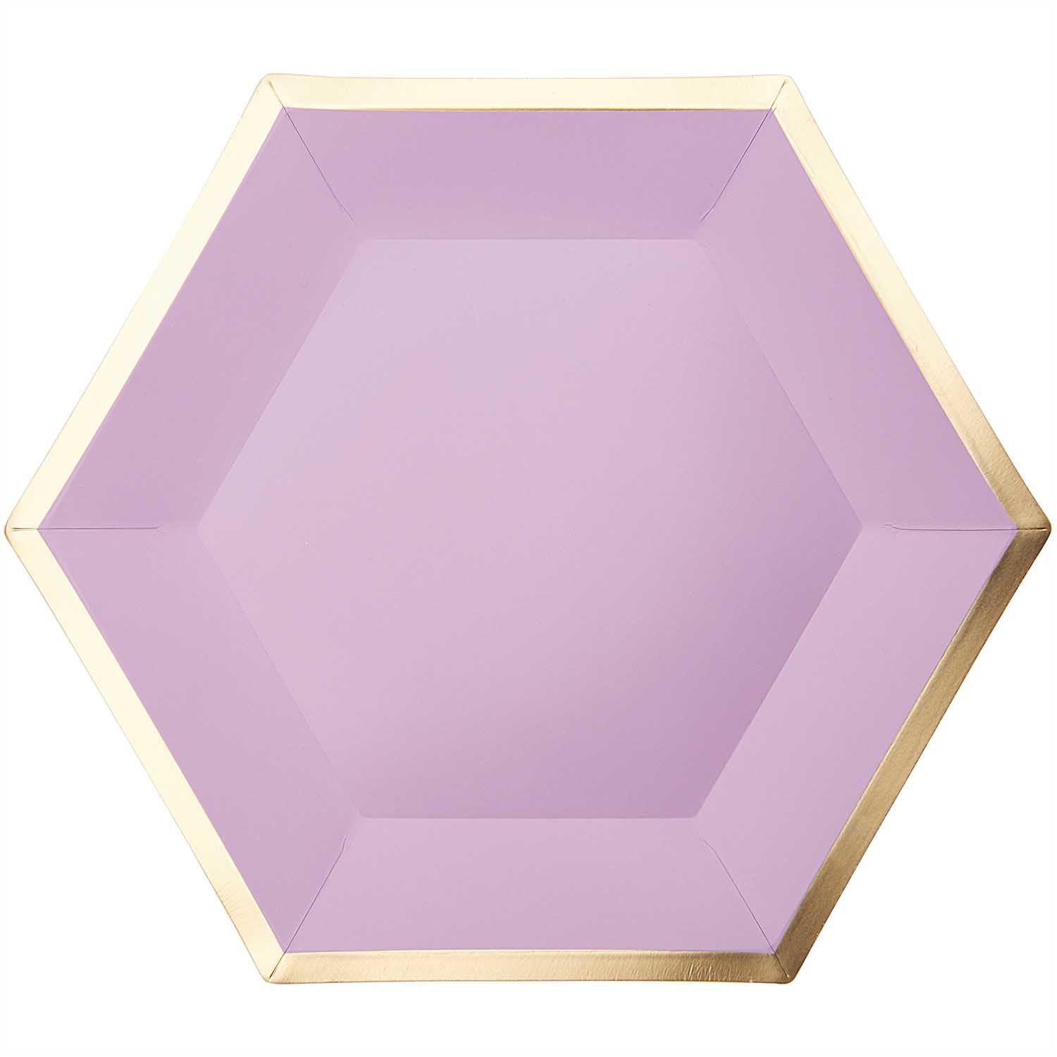 Rico Design Teller, Papier/Karton, Sechseck – 27 × 23,5 cm – flieder/gold – 10 Stk.
