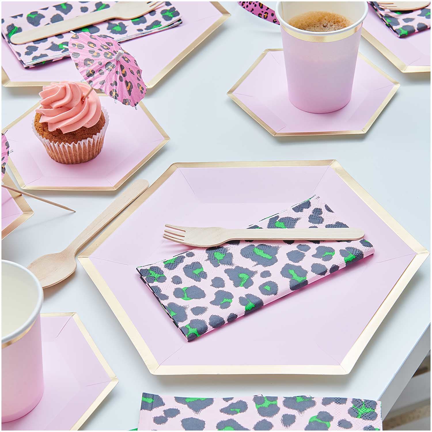 Rico Design Servietten Muster, 33 × 33 cm, rosa/grün – 20 Stk.