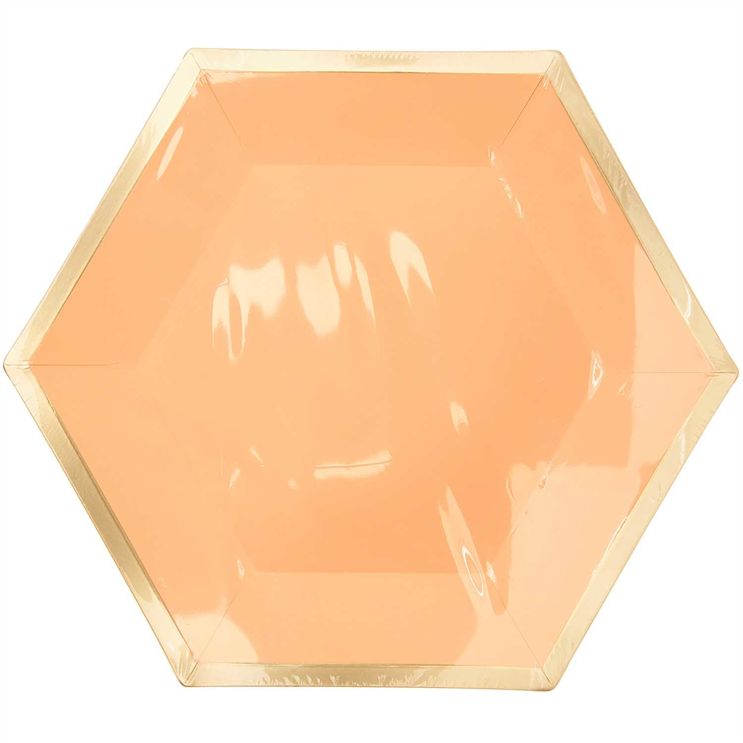 Rico Design Teller, Papier/Karton, Sechseck – 27 × 23,5 cm, Gold/Aprikose – 10 Stk.