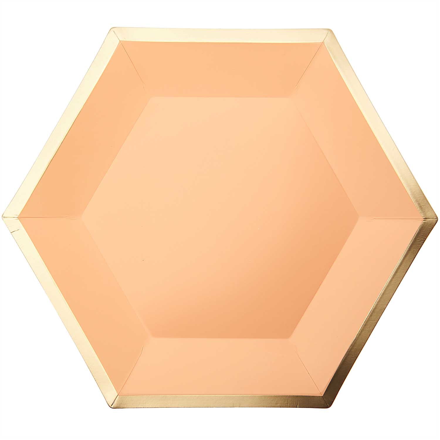 Rico Design Teller, Papier/Karton, Sechseck – 27 × 23,5 cm, Gold/Aprikose – 10 Stk.