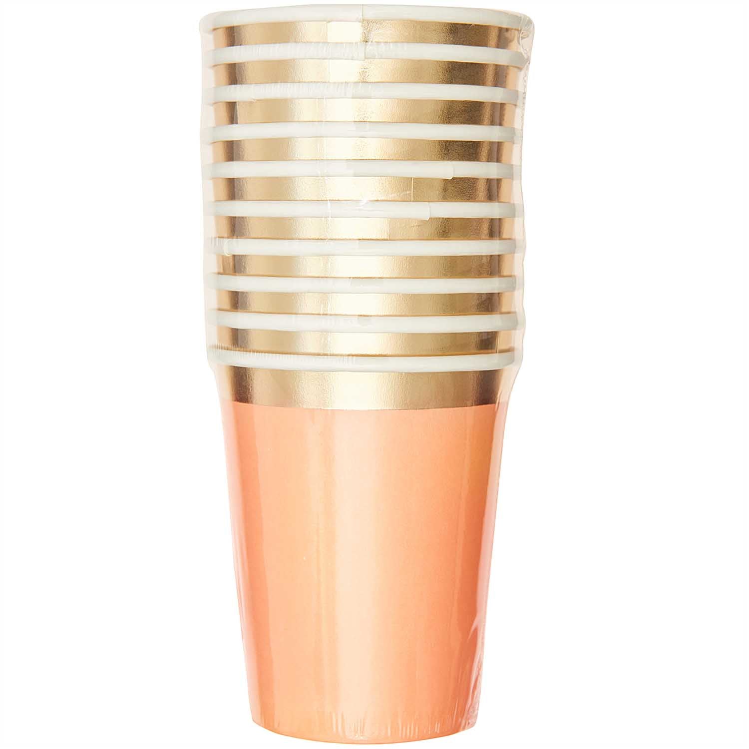 Rico Design Trinkbecher, Papier – 2,5 dl, Aprikose/Gold – 10 Stk.
