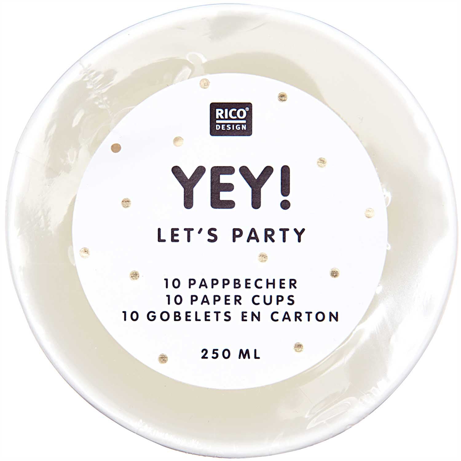 Rico Design Trinkbecher, Papier – 2,5 dl, Aprikose/Gold – 10 Stk.