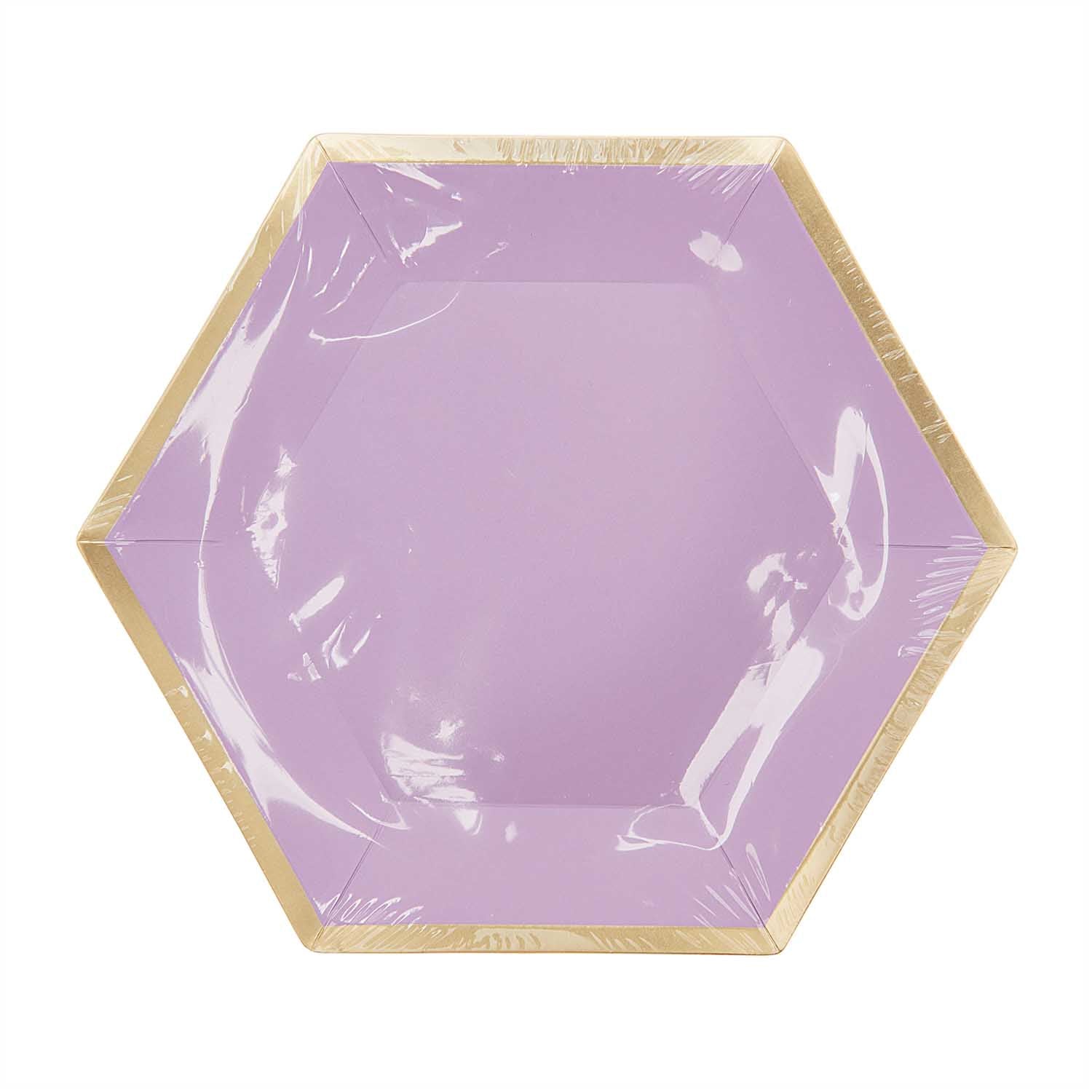 Rico Design Teller, Papier/Karton, sechseckig – 16 × 13,5 cm, Gold/Violett – 10 Stk.