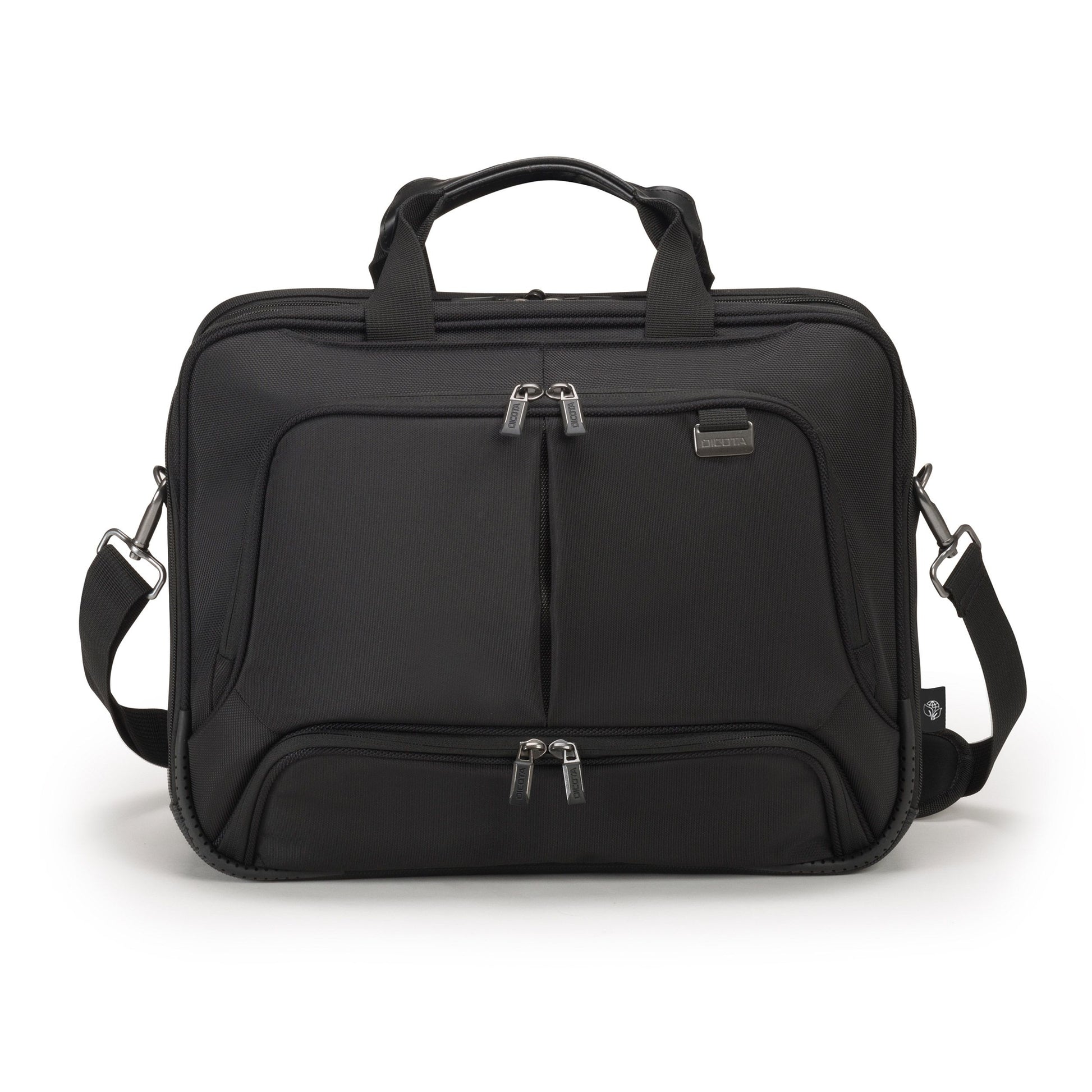 DICOTA Notebook-Tasche bis 17,3" – aus recycelten Materialien, mit Schultergurt – Schwarz