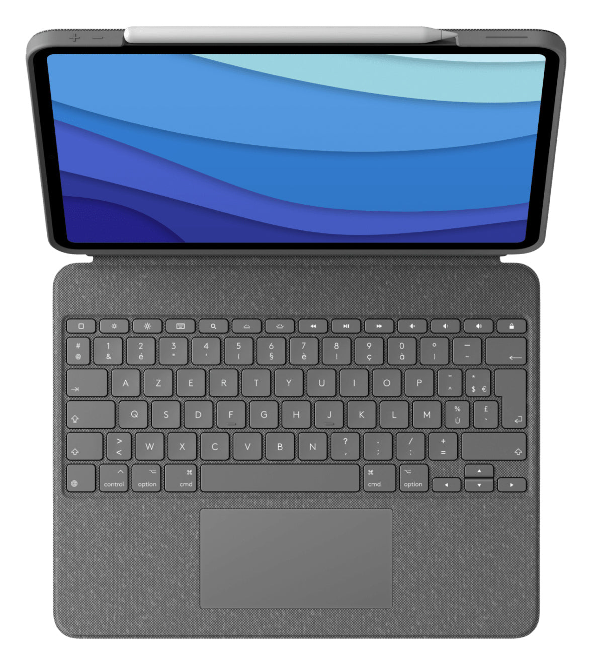 Logitech Combo Touch – Tastatur, FR-Layout (FR), mit Touchpad, Grau – für iPad Pro 12,9" (5. Generation)