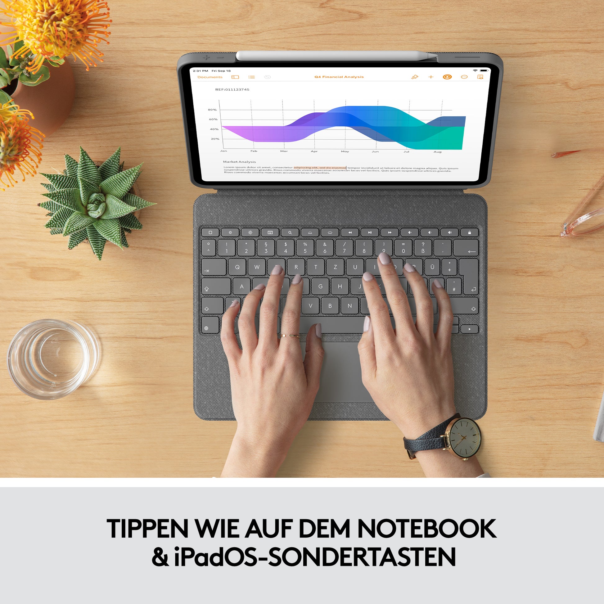 Logitech Tastatur, US-Layout (EN), mit Touchpad, Grau – für iPad Pro 12,9" (5. Generation)