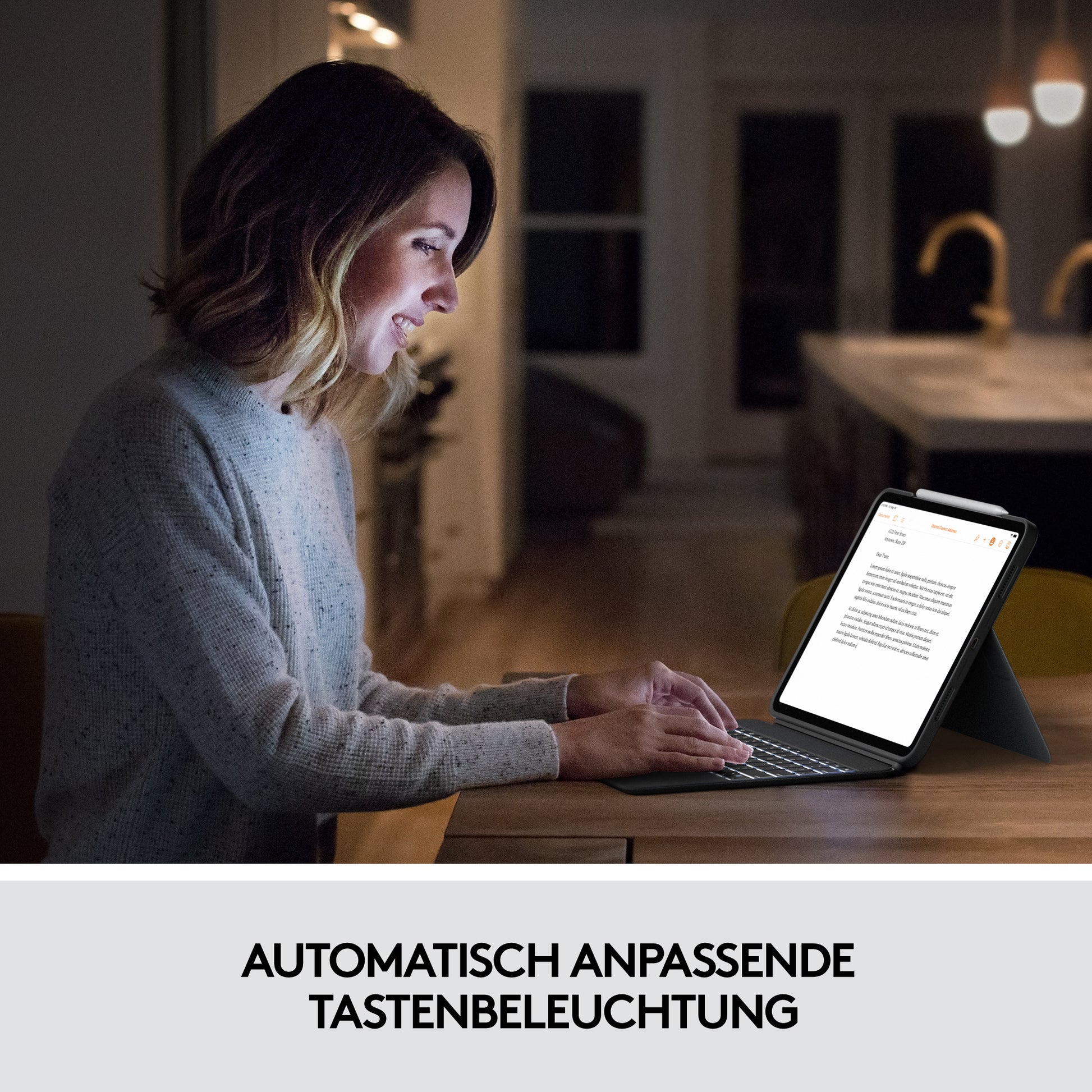 Logitech Combo Touch – Tastatur, CH-Layout (DE-CH), mit Touchpad, Grau – für iPad Pro 12,9" (5. Gen)