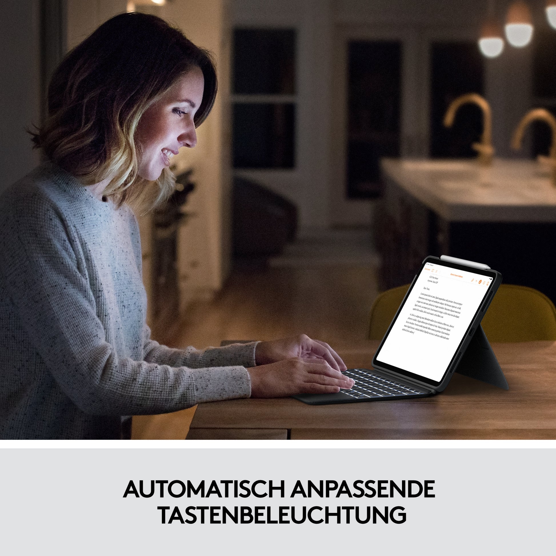 Logitech Combo Touch – Tastatur, UK-Layout (EN), mit Touchpad, Grau – für iPad Air (4. Generation)