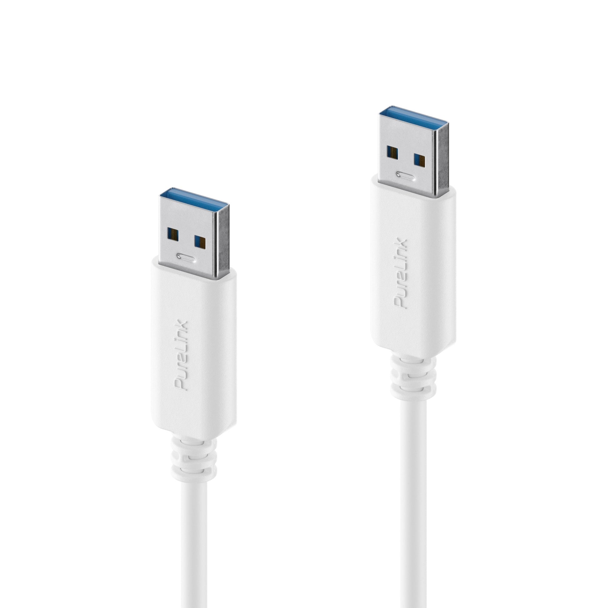 PureLink USB-A auf USB-A Kabel – USB 3.2 Gen 2 (10 Gbit/s) – 0,5 m – Goldstecker – Weiss